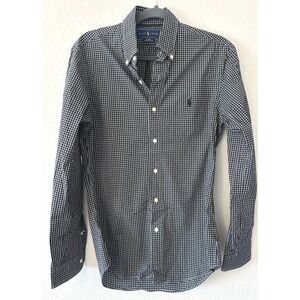 Ralph Lauren Navy and White Gingham Button-Down Shirt